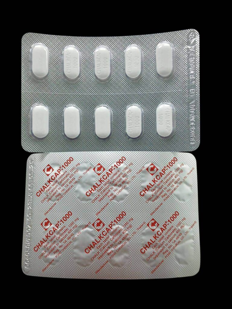 Chalkcap 1000 mg 10x10 tablets (Calcium Carbonate) เสริมแคลเซียม