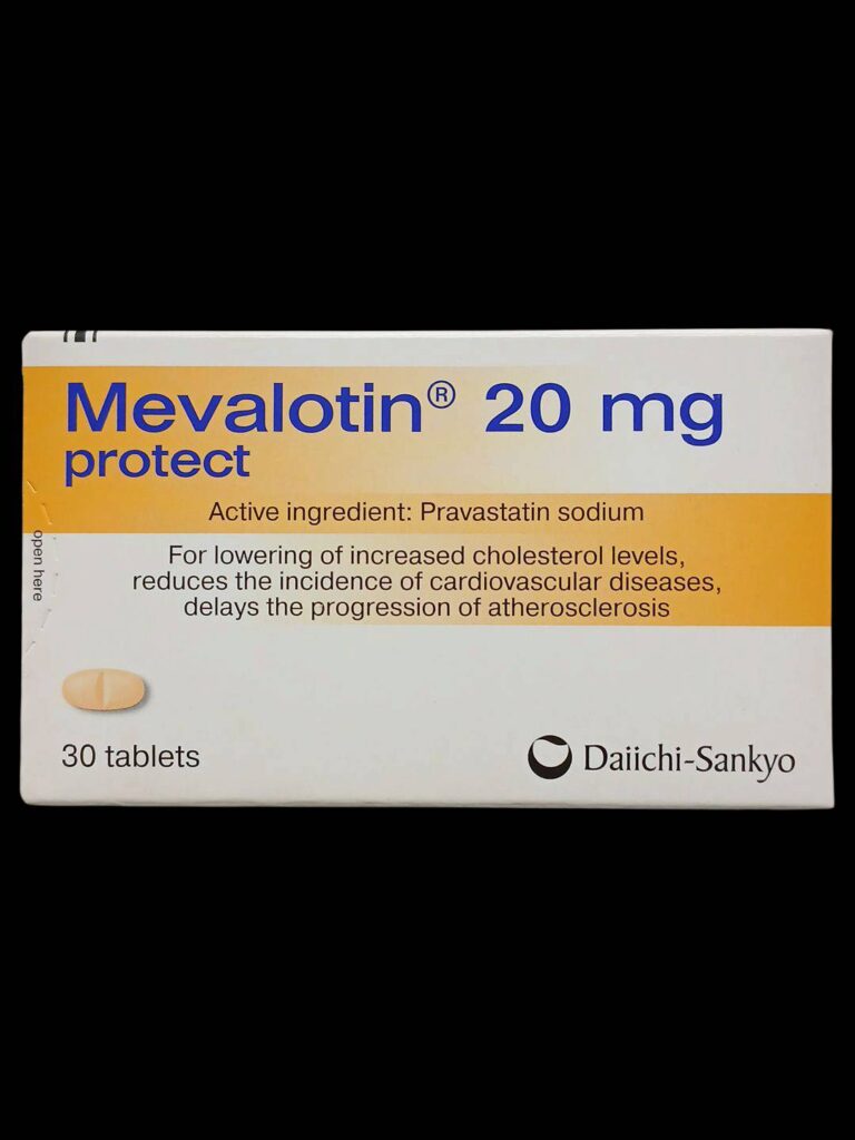Mevalotin 20 mg Pravastatin ยาลดไขมันในเลือด ลดคอเลสเตอรอลและไตรกลีเซอไรด์