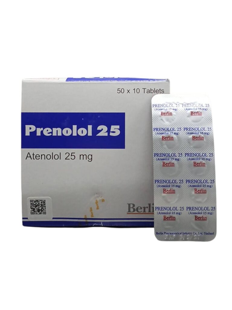 Prenolol 25 mg blister pack of 10 tablets for hypertension and angina treatment
