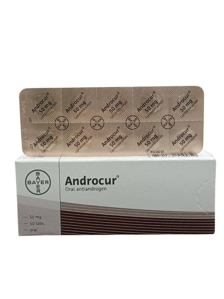 แผงยา Androcur 50 mg Cyproterone Acetate ยาฮอร์โมน 10 เม็ด