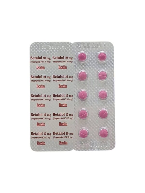 Blister pack of Betalol 10 mg (Propranolol) tablets – beta-blocker medication