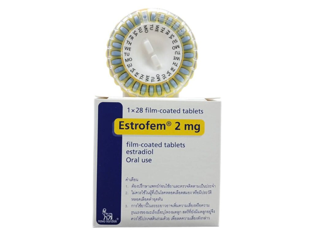 แผงยา Estrofem 28 เม็ด ยาฮอร์โมนเอสโตรเจน