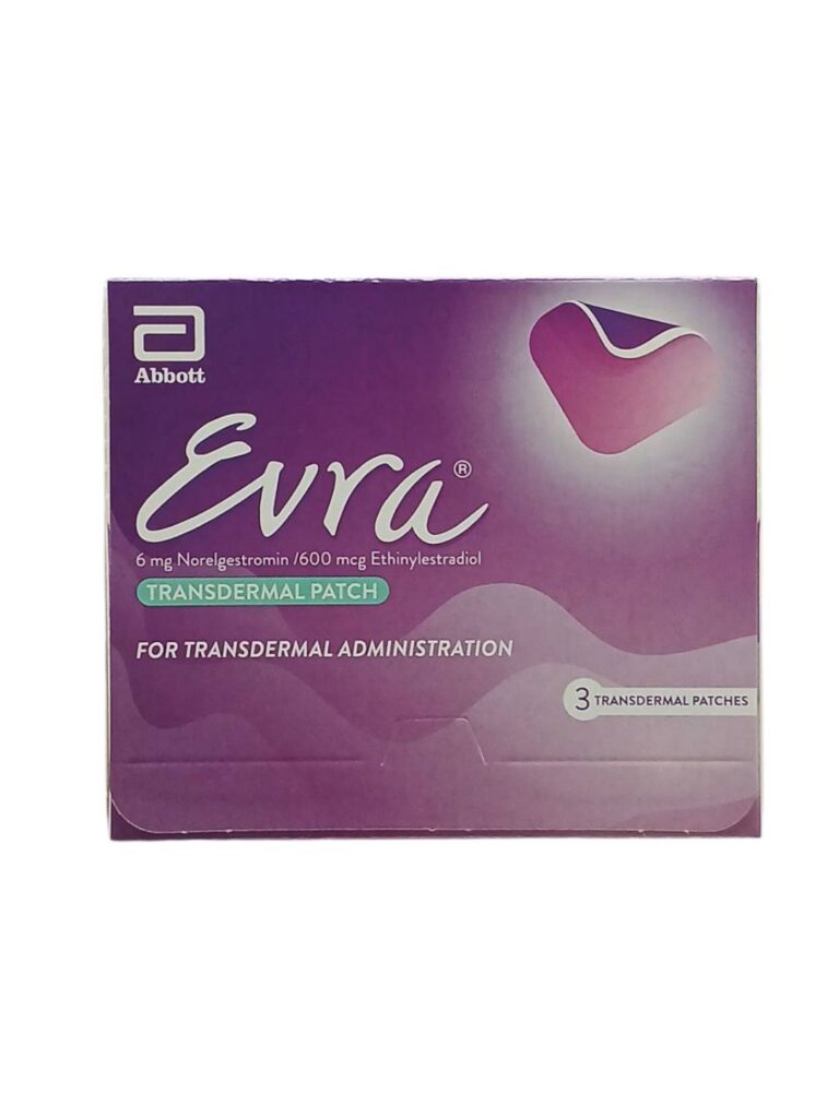 Evra 3 แผ่นต่อกล่อง แผ่นแปะคุมกำเนิด – contraceptive patch pack