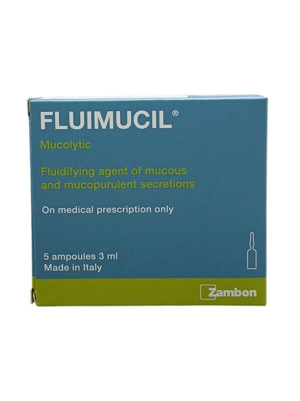 Fluimucil Injection 3 ml 5 ampules ยาละลายเสมหะสำหรับฉีด