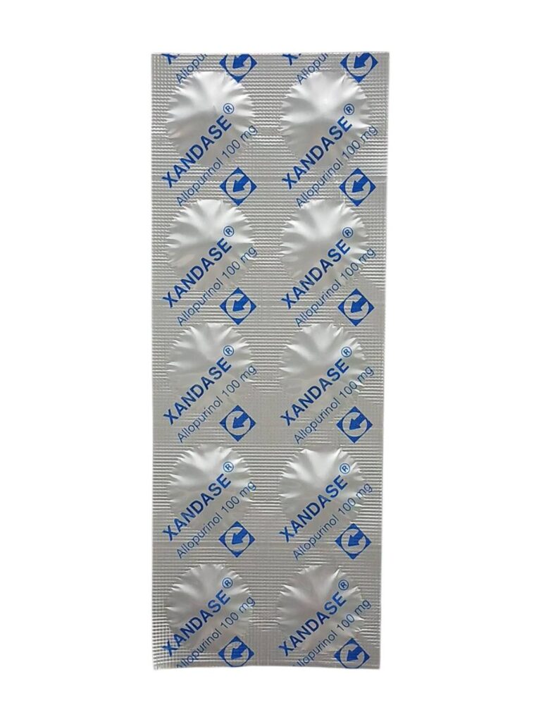 ยา Xandase 100 mg (Allopurinol) 10 เม็ด สำหรับรักษาโรคเก๊าท์และภาวะกรดยูริกสูง