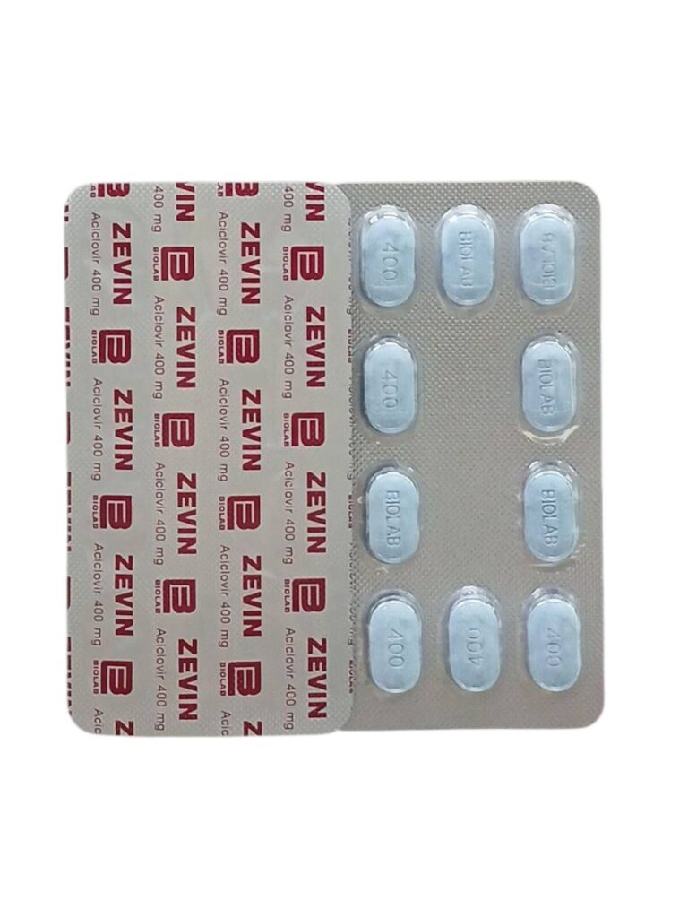 Zevin 400 mg Acyclovir tablets 10 tablets per blister for viral infections