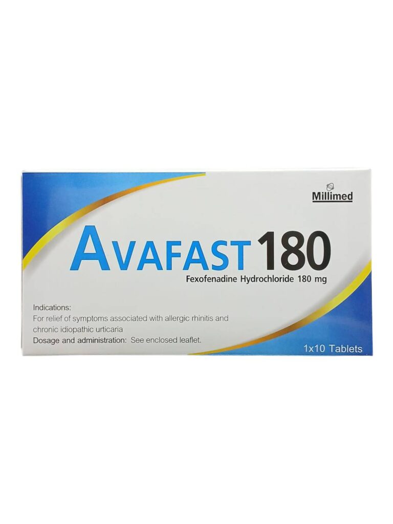 แผงยา Avafast 180 mg 10 เม็ด ยาแก้แพ้ไม่ง่วง