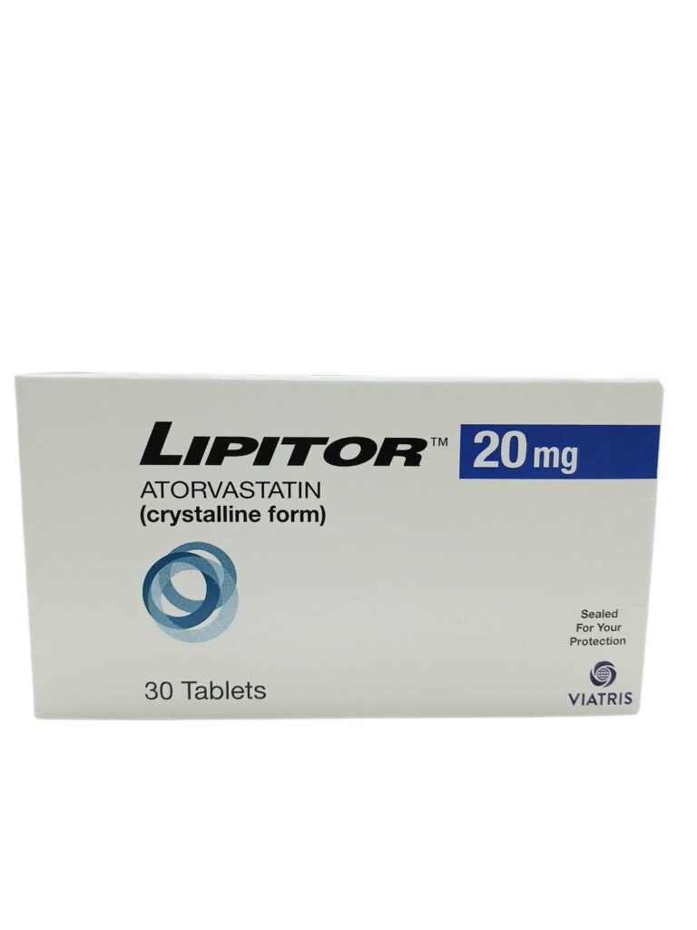 กล่องยา Lipitor 20 mg 30 tablets ด้านหน้า (Atorvastatin)