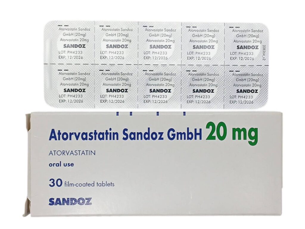 Atorvastatin Sandoz 20 mg 30 tablets