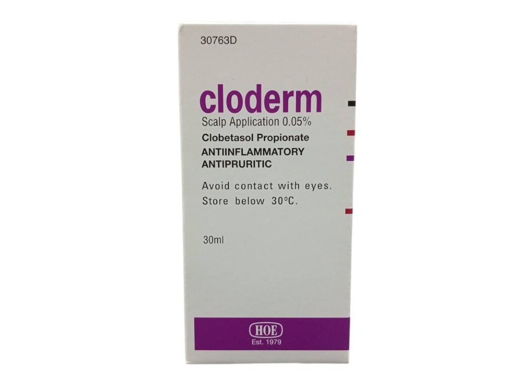 Cloderm 0.05% 30 ml clobetasol propionate ยาทาผิวหนัง