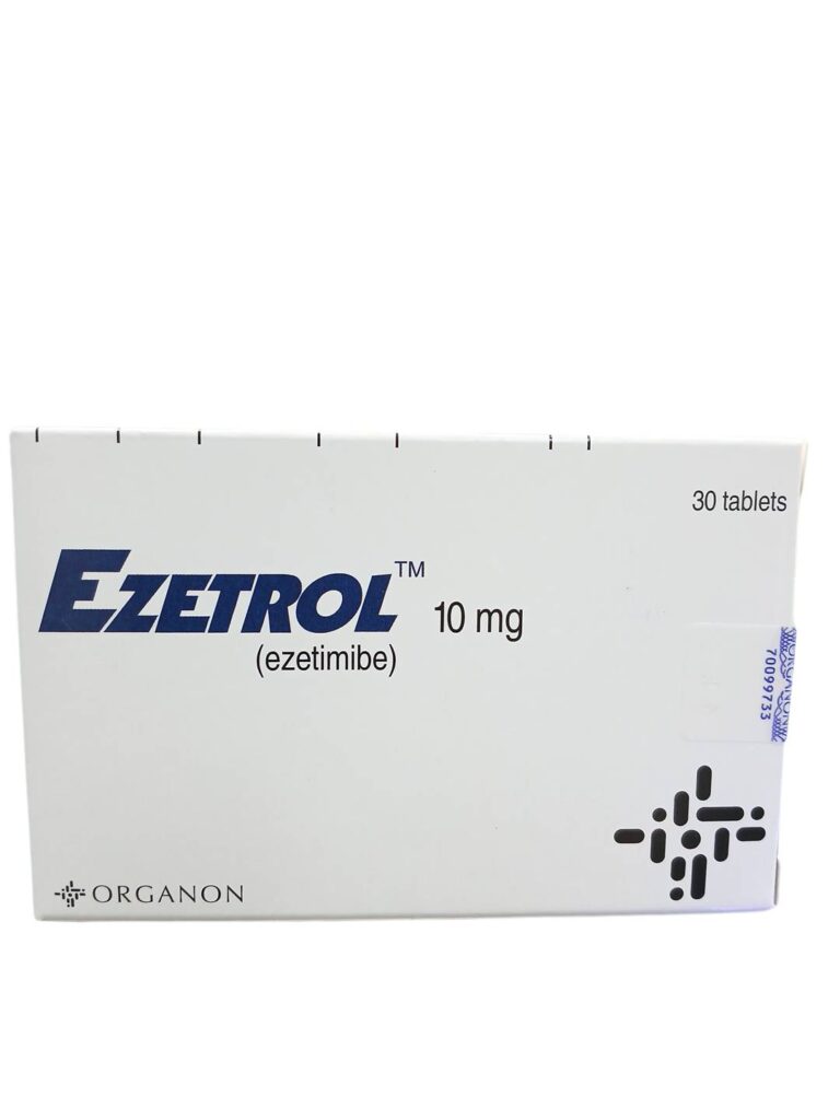 กล่องยา Ezetrol 10 mg 30 เม็ด ยาลดคอเลสเตอรอล (Ezetimibe)
