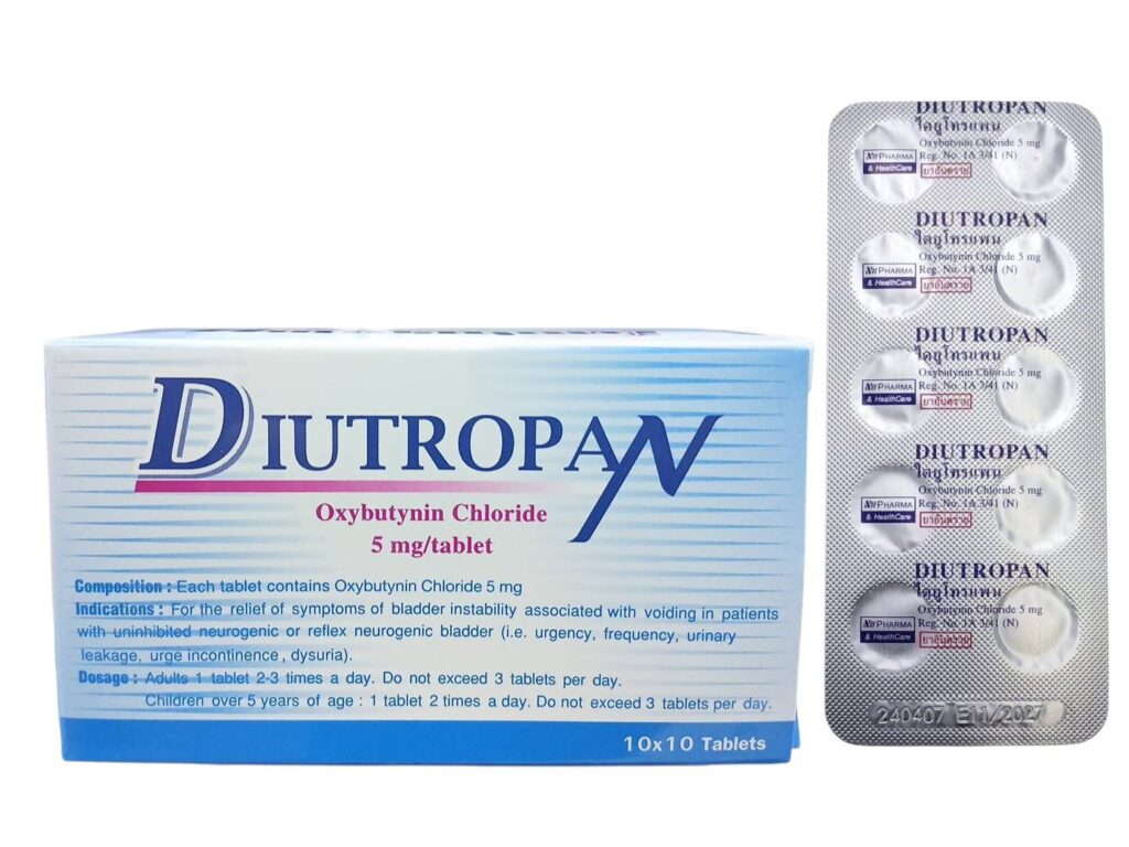Diutropan 5 mg 10 เม็ด oxybutynin chloride