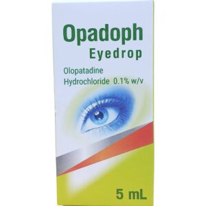 กล่องยาหยอดตา Opadoph Eyedrop Olopatadine Hydrochloride 0.1% w/v ขนาด 5 mL Title รูป: Opadoph Eyedrop ยาหยอดตา Olopatadine 0.1% 5 mL